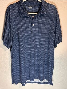 Performance Men's Navy Geometric Polo Golf Shirt
